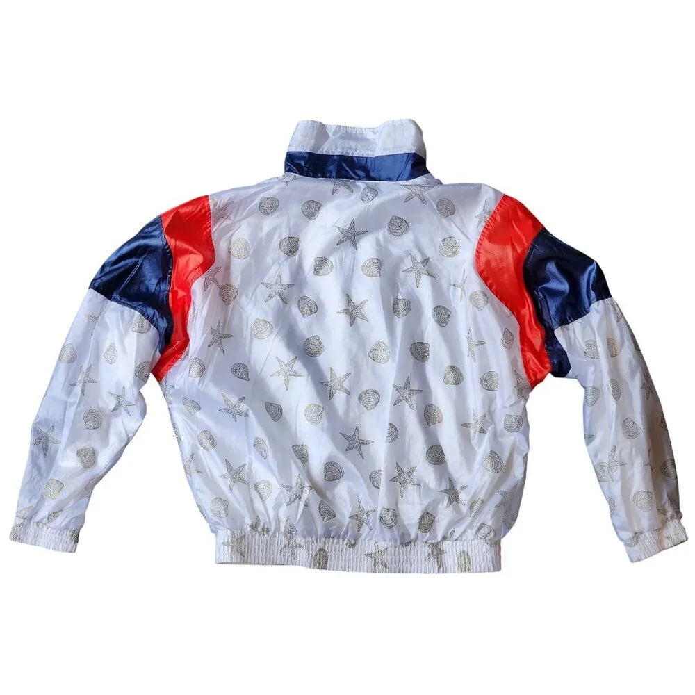 Vintage Ellesse Nautical Nylon Tracksuit White Red‎ Blue 1980s